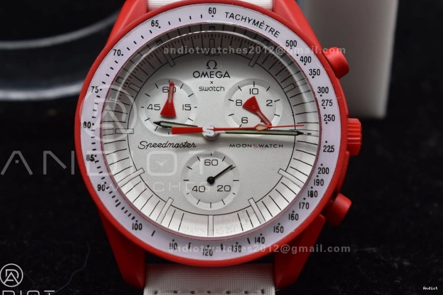 Swatch Moonwatch Mission Bioceramic to on Omega Mars Quartz Nylon x Strap 0105